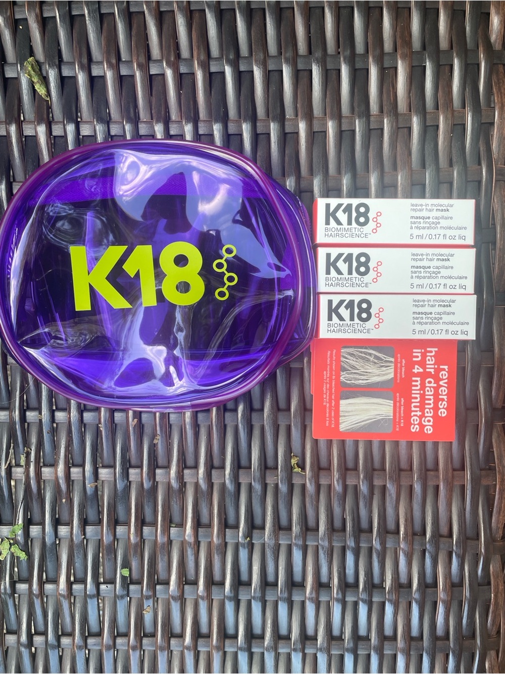 K18 BiomeImetic Hairscience Repair leave In Mask - set of 3 of .17 oz Bag NIB